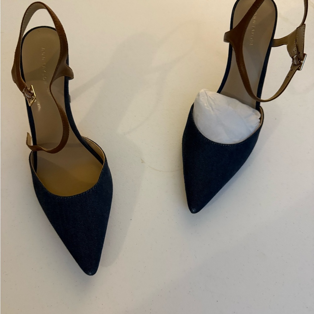 Ann Taylor Denim and Brown Heels
